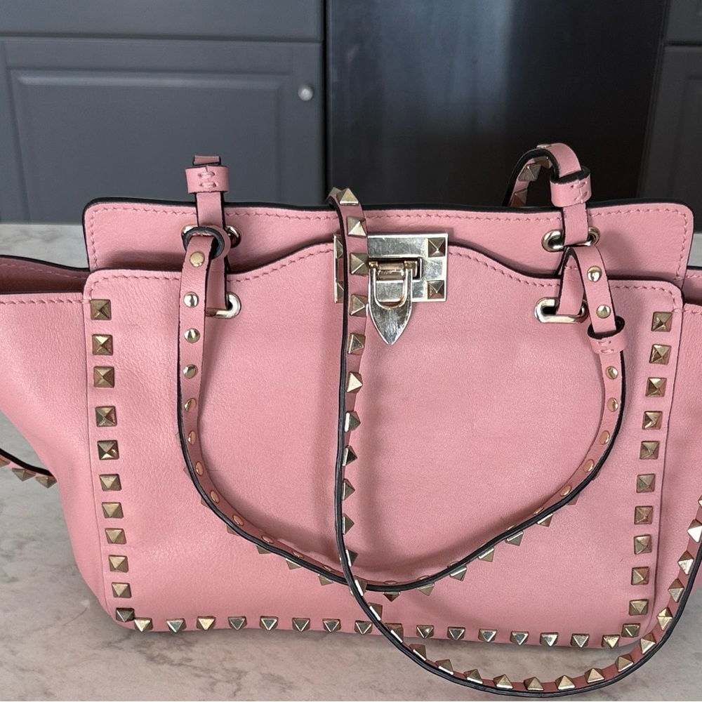 Valentino Pink Rockstud Leather Tote